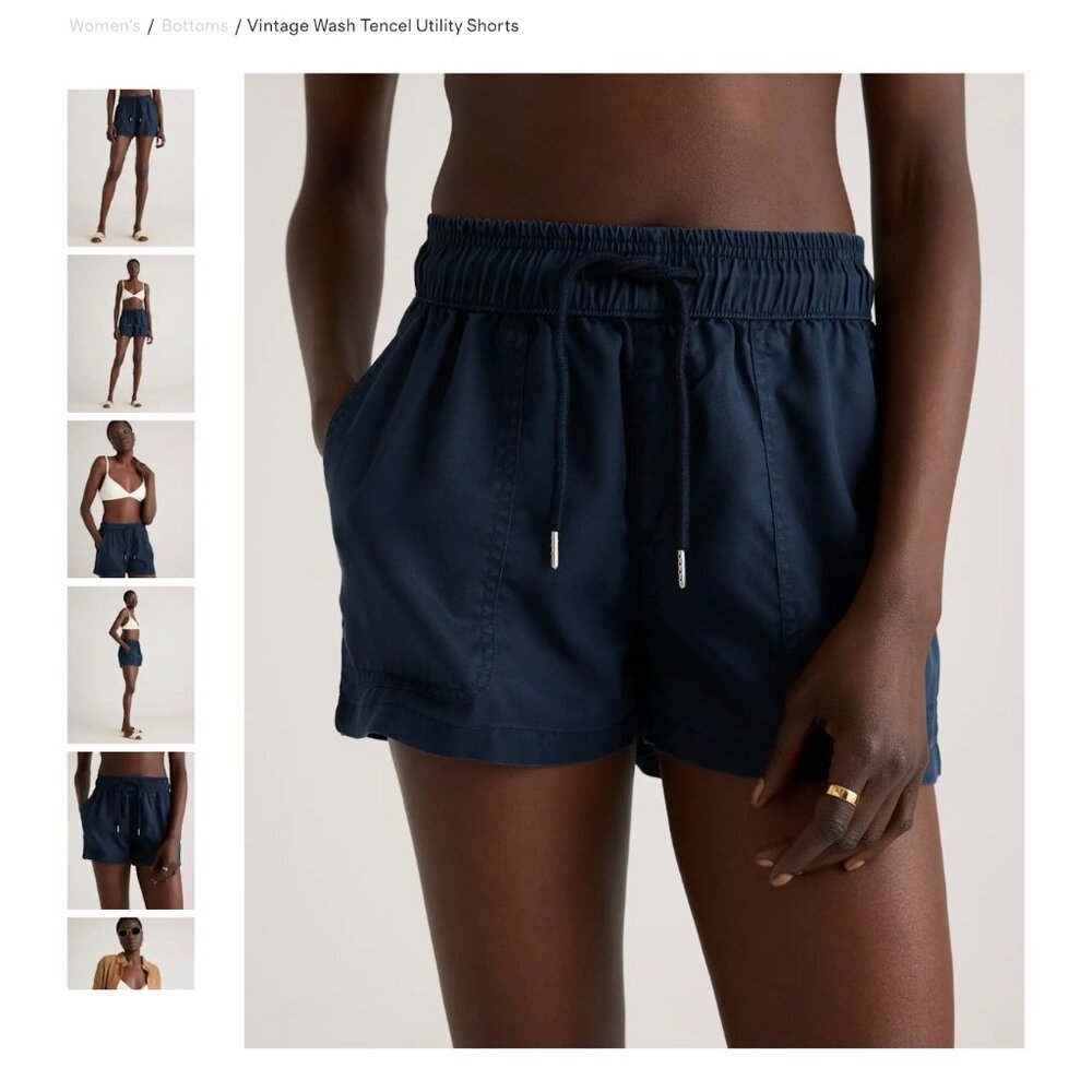 Quince Navy Vintage Wash Tencel Utility Shorts XL